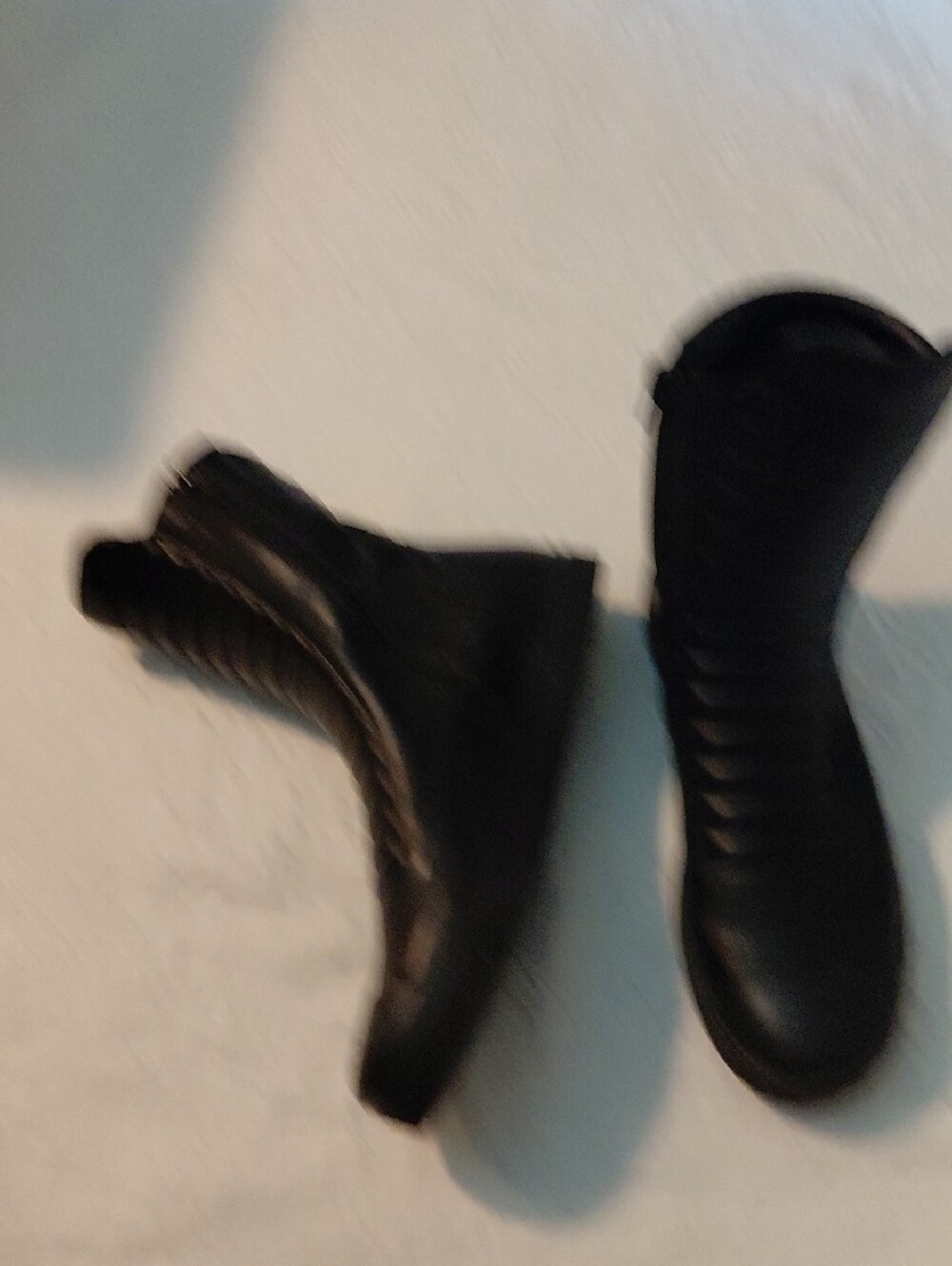Marcella Black Quilted Combat High-Top Women's Leather Boots Size 9 Size Zipper - Picture 3 of 13